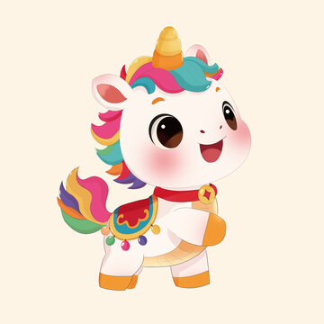 馬年插畫(huà)獨(dú)角獸