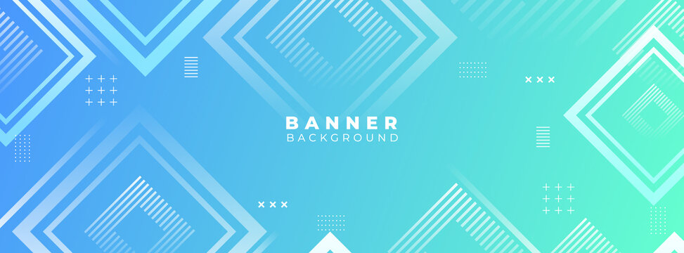 藍(lán)綠漸變幾何Banner背景