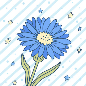 藍(lán)花星星可愛(ài)插畫(huà)圖案