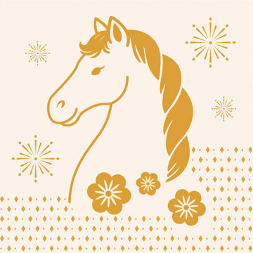 金色馬頭裝飾圖案設計