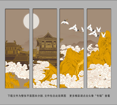 墻輕奢簡約金線抽象畫