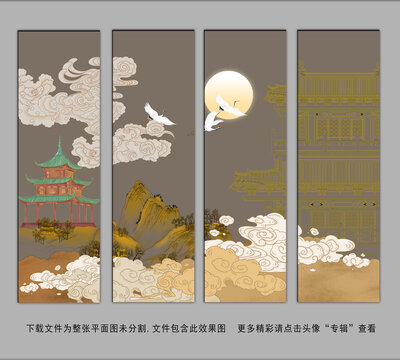 古建筑樓閣裝飾畫