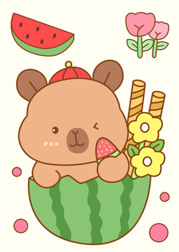 清新卡皮巴拉插畫