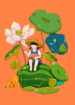 坐在西瓜上過夏天