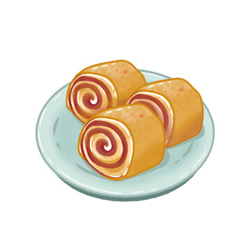 一盤驢打滾北京美食插畫