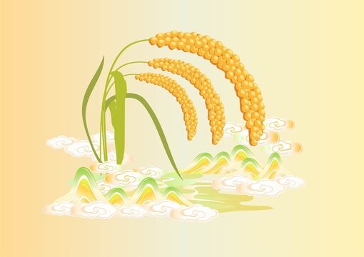 金黃麥穗小米插畫
