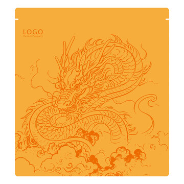 龍紋手繪圖案包裝手提袋設(shè)計(jì)模板