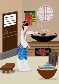古代女人做飯