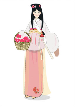 中國采花的女子