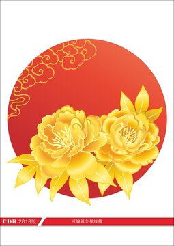 中式牡丹吉祥花紋圖案
