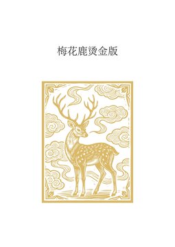 燙金梅花鹿中式精美圖案