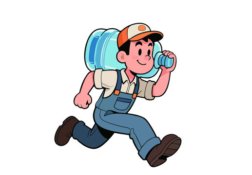 送水工快樂奔跑送水