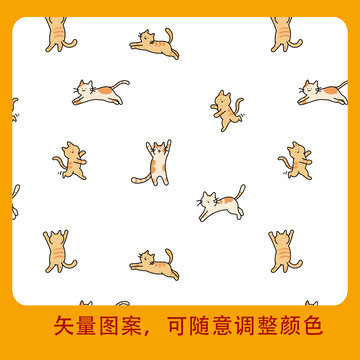 可愛貓咪矢量圖案素材四方循環(huán)