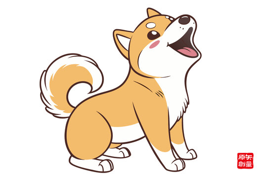 可愛坐立的卡通柴犬形象
