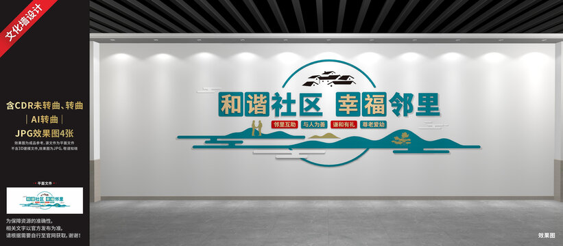 和諧社區(qū)幸福鄰里文化墻
