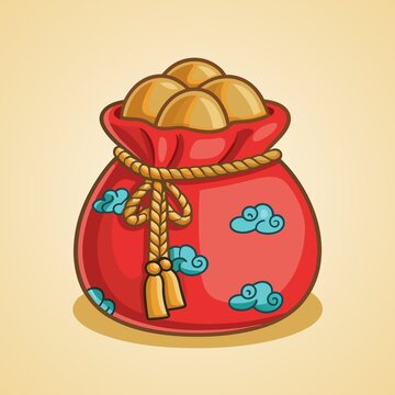 喜慶紅福袋裝滿金元寶
