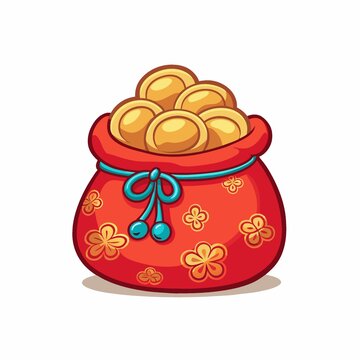 裝滿金幣的紅色福袋