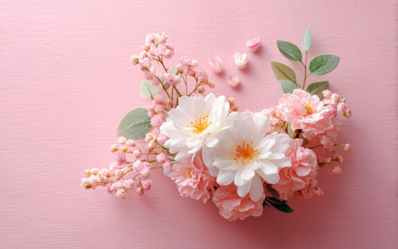 粉嫩花藝作品背景圖
