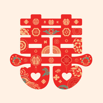 傳統(tǒng)中式喜慶雙喜圖案