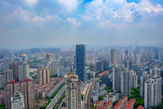 上海環(huán)球港觀光臺拍攝城市天際線