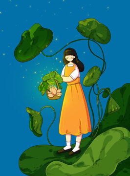 采荷花的女生