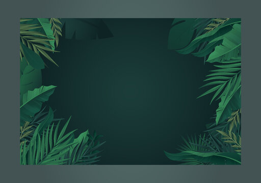 熱帶綠植邊框背景圖