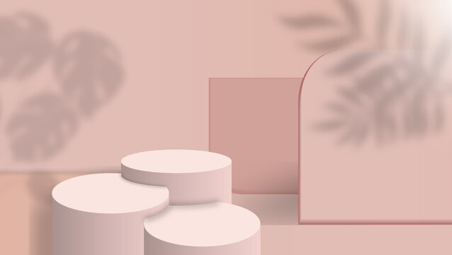簡約粉色系幾何展示臺背景