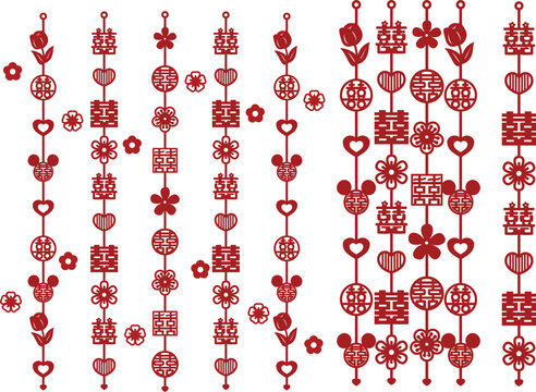 中式喜慶剪紙風(fēng)裝飾圖案