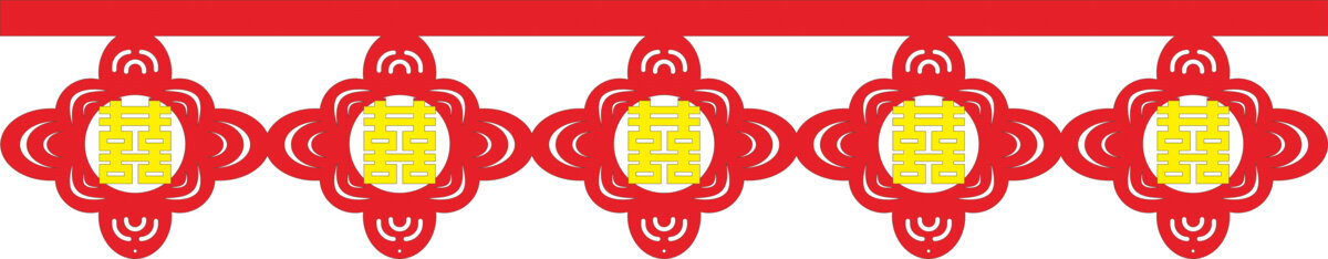 中式傳統(tǒng)雙喜圖案裝飾墻圍