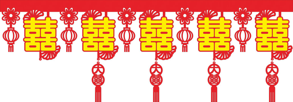 喜慶中式婚禮裝飾元素墻圍