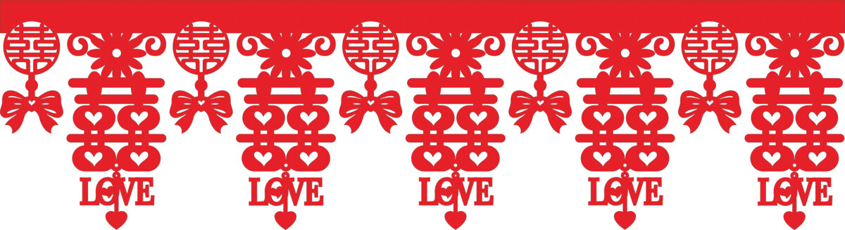 中式婚慶紅色剪紙裝飾圖案墻圍