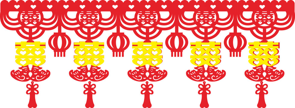 中式傳統(tǒng)喜慶掛飾圖案墻圍