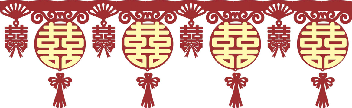 中式喜慶雙喜掛飾圖案