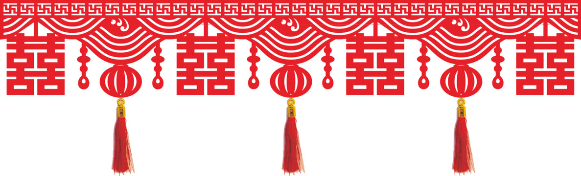 中式喜慶雙囍裝飾掛件