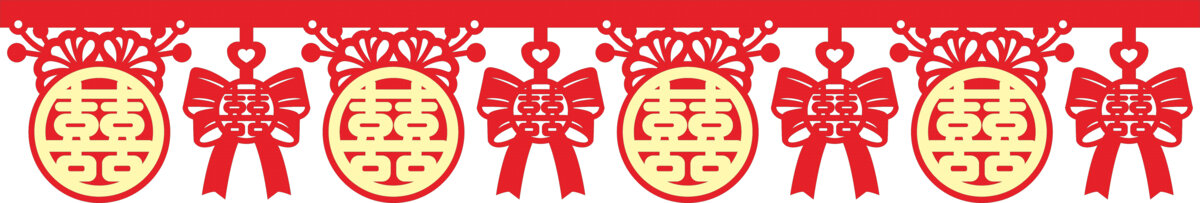 中式喜慶雙喜剪紙掛飾墻圍