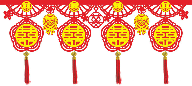 喜慶中式雙喜裝飾掛件墻圍