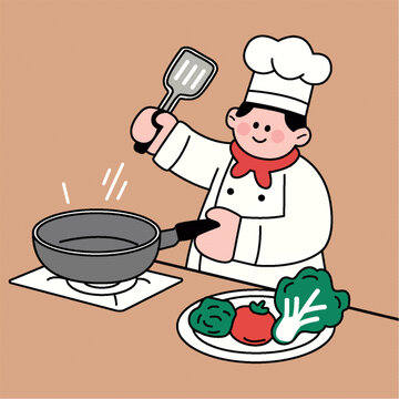 廚師烹飪美食準(zhǔn)備食材