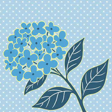 藍(lán)色繡球花簡約插畫圖案