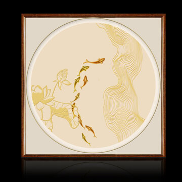 九魚圖高級感藝術(shù)裝飾畫