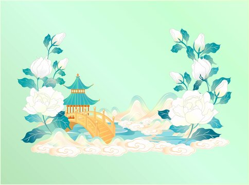 茉莉花茶國潮包裝插畫