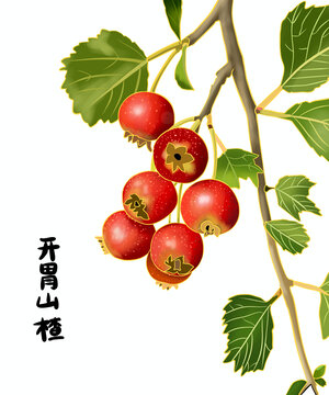 酸甜山楂山楂草藥糖葫蘆手繪插畫