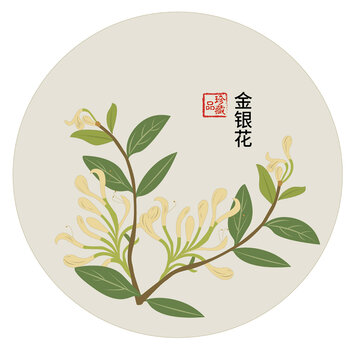 金銀花手繪元素素材