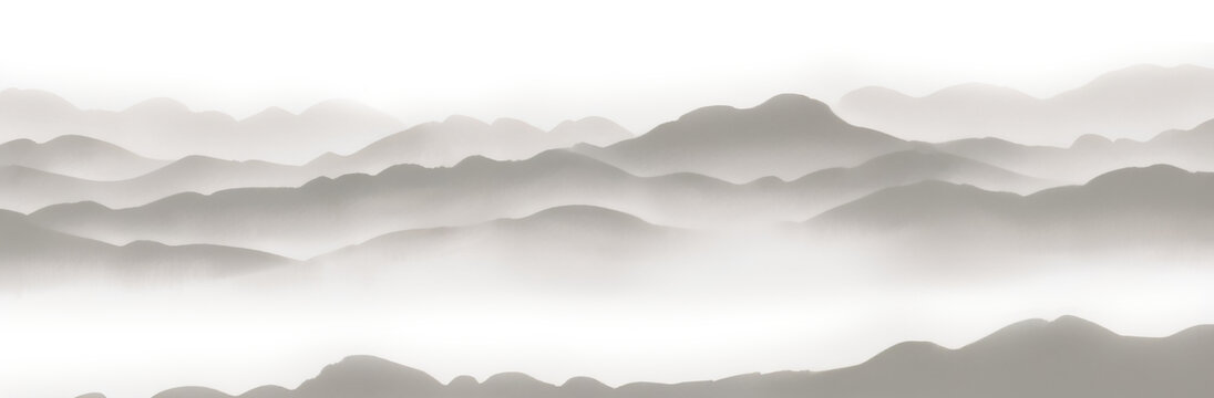 水墨風(fēng)格層疊遠(yuǎn)山背景圖