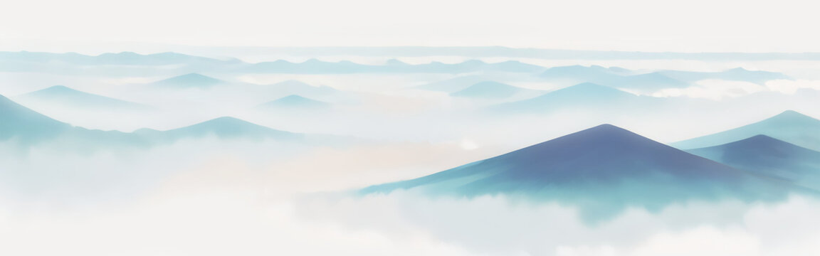 水墨風(fēng)格層巒疊嶂山景圖