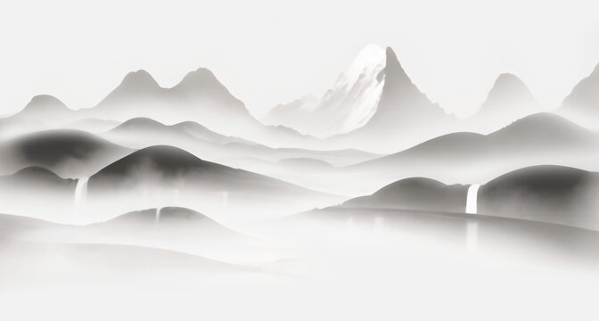 水墨意境山水風(fēng)光圖