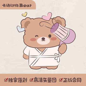 可愛小熊手持吹風機賣萌