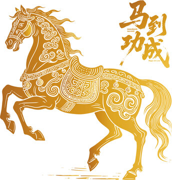馬年金色駿馬馬到功成