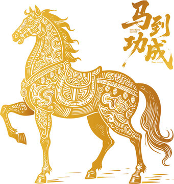 馬年金色駿馬馬到功成