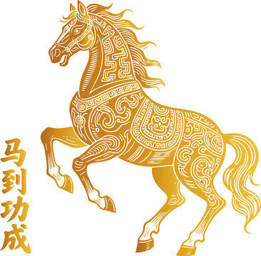 馬年金色駿馬馬到功成