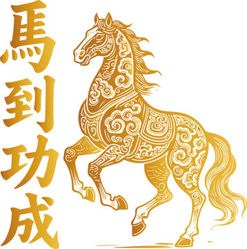 馬年金色駿馬馬到功成